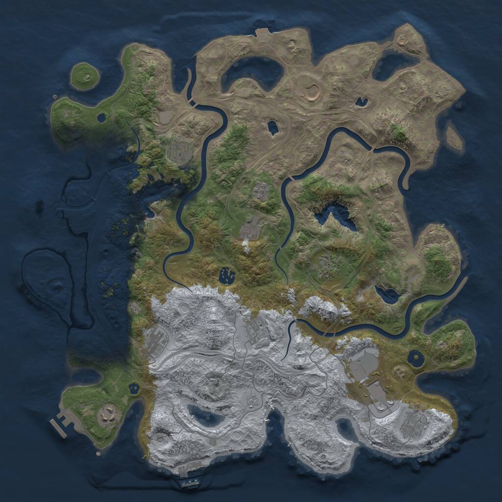 Rust Map: Procedural Map, Size: 4500, Seed: 1402326, 17 Monuments