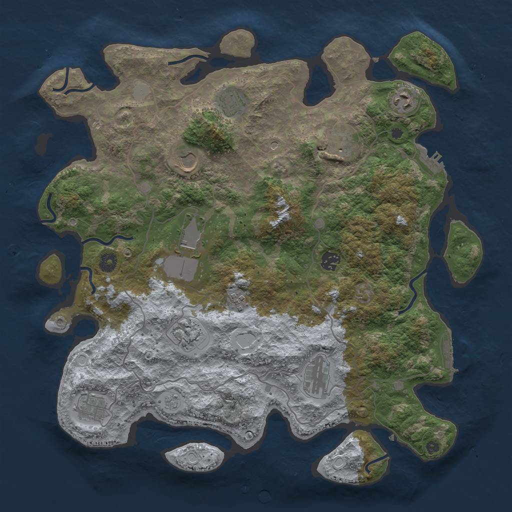 Rust Map: Procedural Map, Size: 4000, Seed: 12345658, 19 Monuments