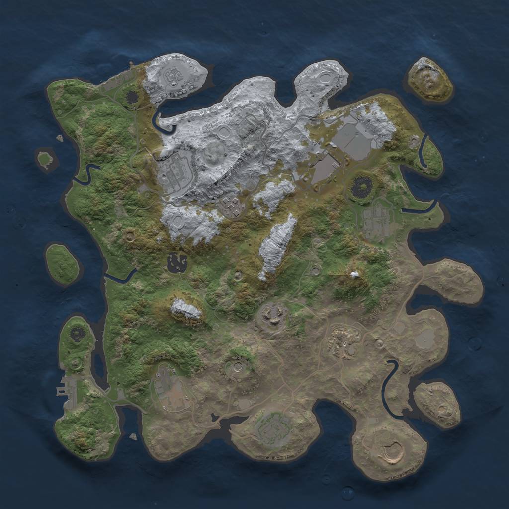 Rust Map: Procedural Map, Size: 3500, Seed: 1160883036, 19 Monuments