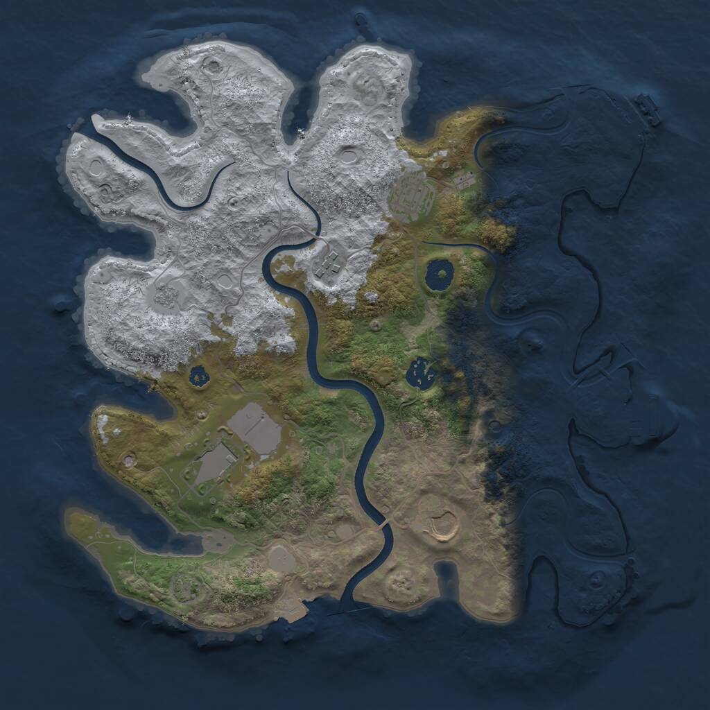 Rust Map: Procedural Map, Size: 3500, Seed: 655563270, 11 Monuments