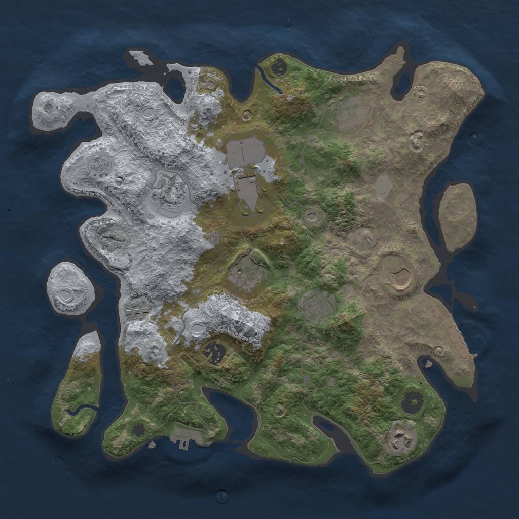 Rust Map: Procedural Map, Size: 3500, Seed: 962733795, 18 Monuments