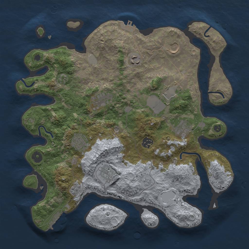 Rust Map: Procedural Map, Size: 3500, Seed: 4123415, 18 Monuments