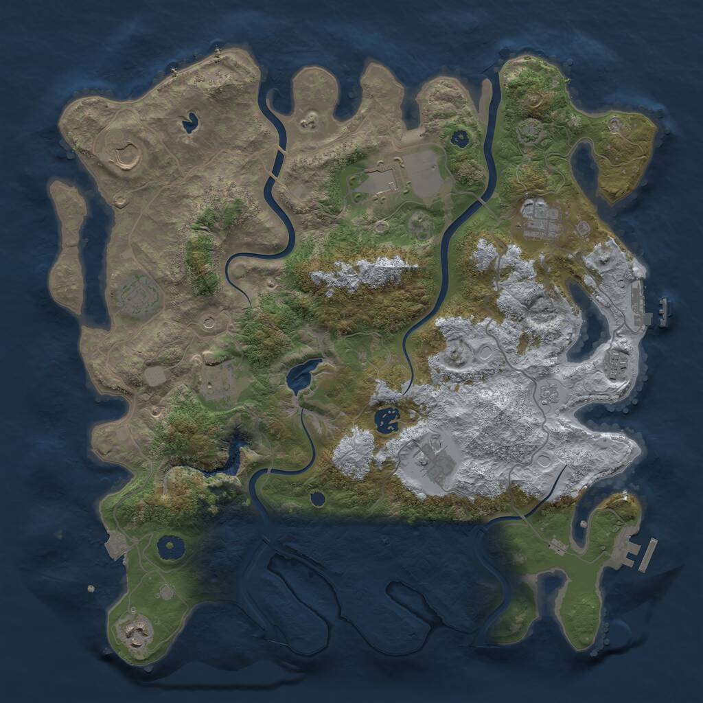Rust Map: Procedural Map, Size: 4000, Seed: 1216160607, 15 Monuments