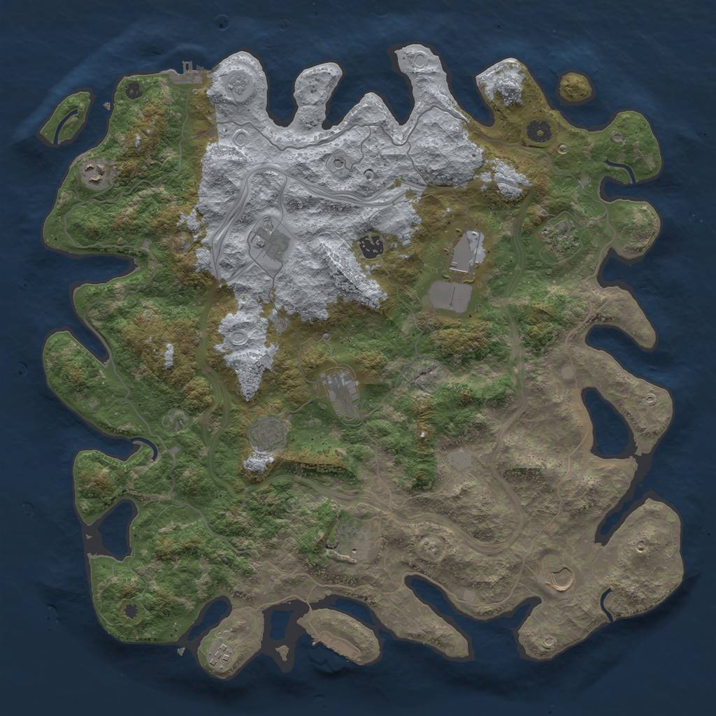 Rust Map: Procedural Map, Size: 4500, Seed: 156258, 19 Monuments