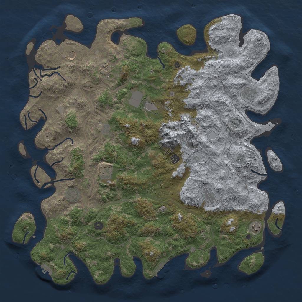 Rust Map: Procedural Map, Size: 5000, Seed: 1297, 20 Monuments