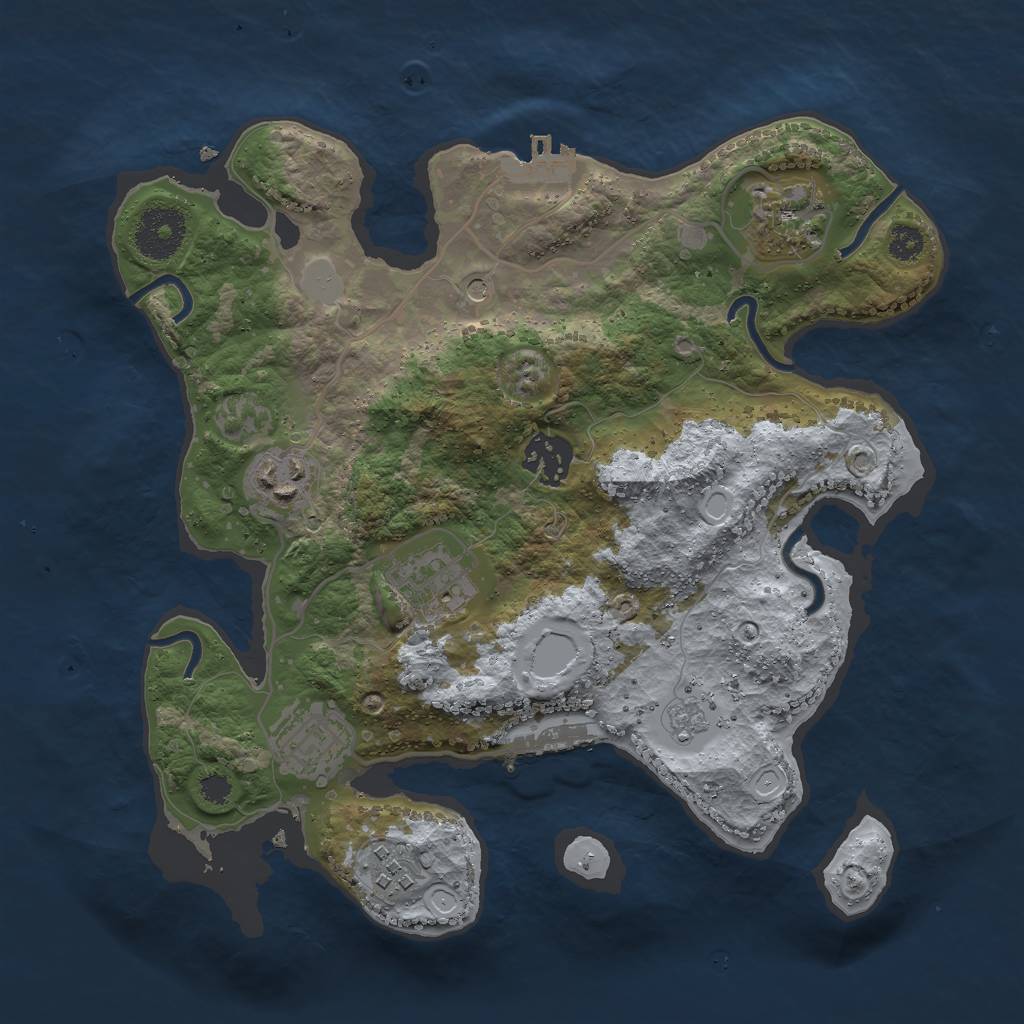 Rust Map: Procedural Map, Size: 3000, Seed: 1091767581, 15 Monuments