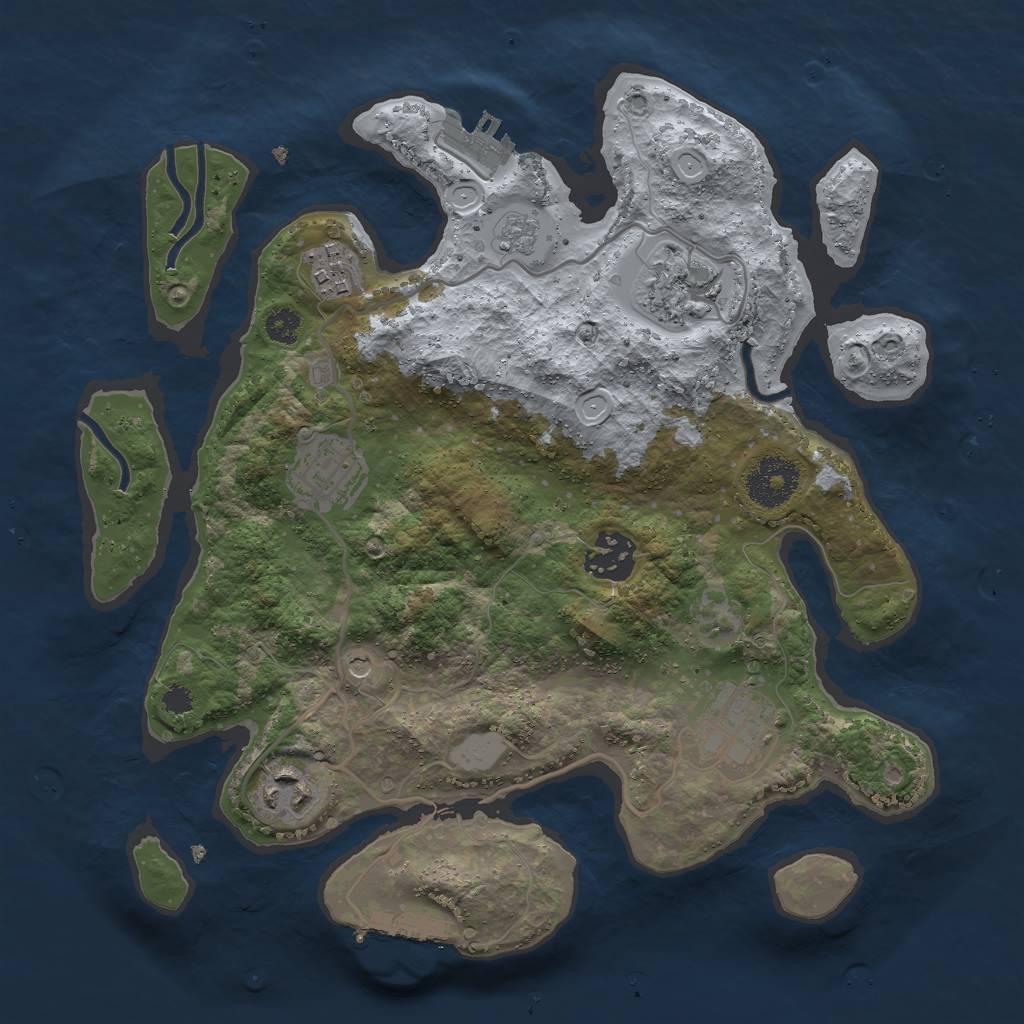 Rust Map: Procedural Map, Size: 3000, Seed: 46371, 15 Monuments