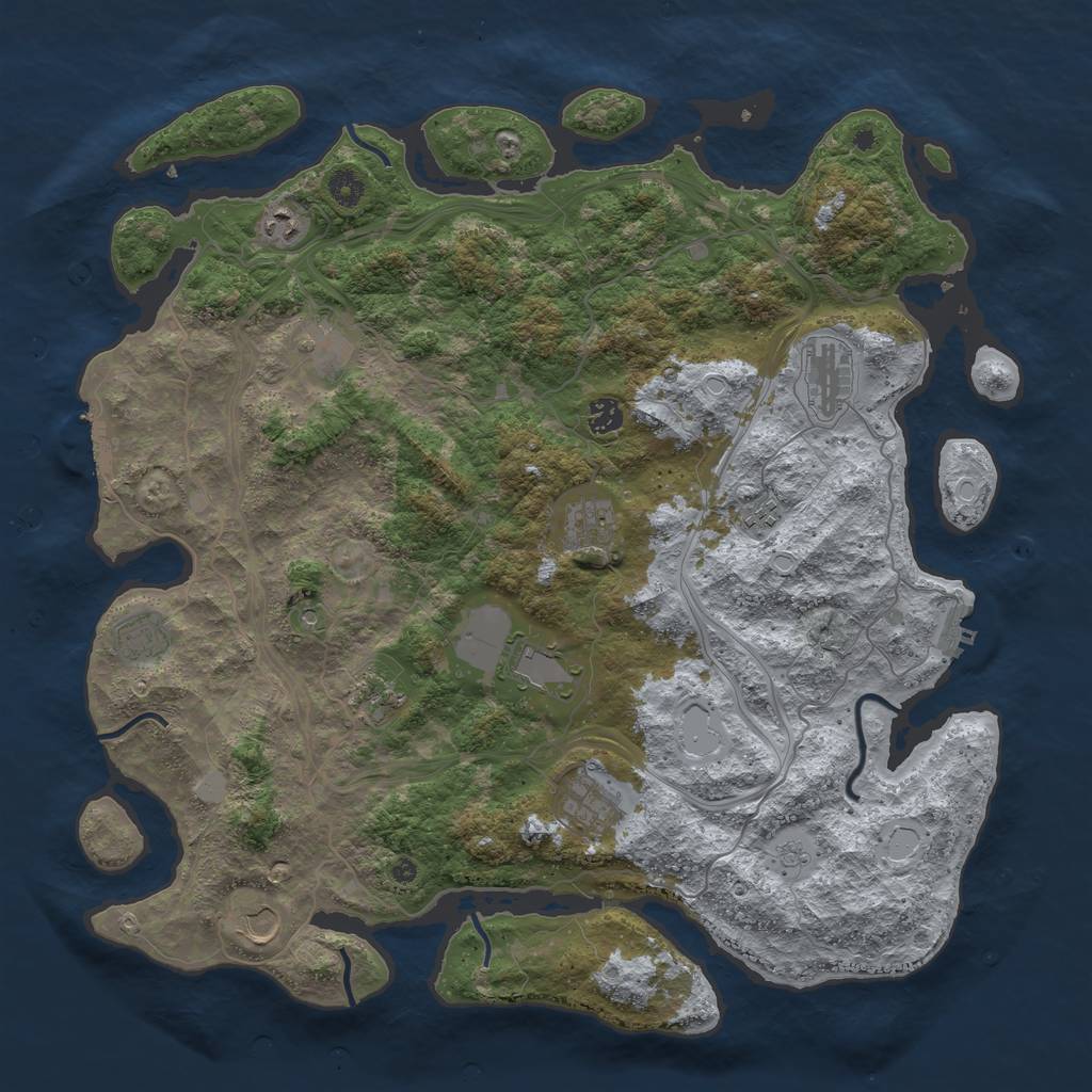 Rust Map: Procedural Map, Size: 4500, Seed: 823761, 20 Monuments