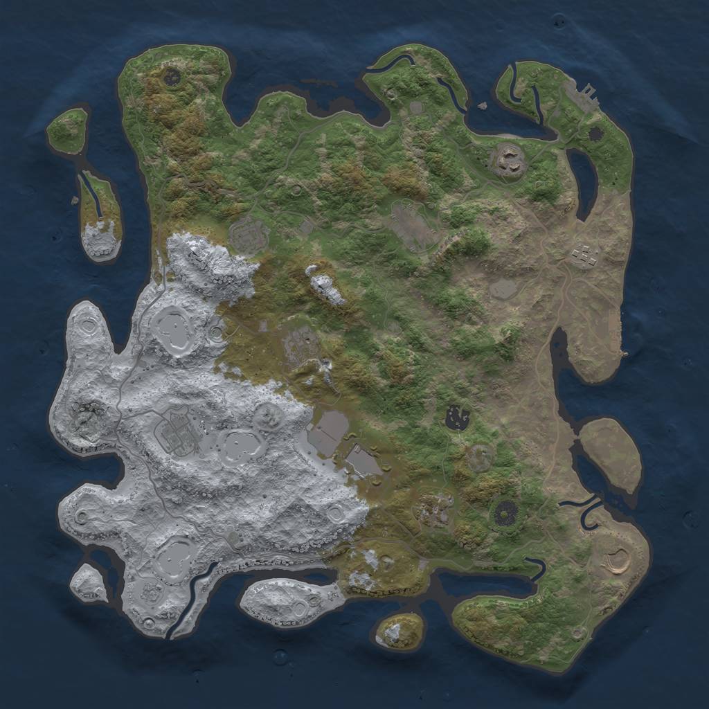Rust Map: Procedural Map, Size: 4200, Seed: 22580132, 19 Monuments