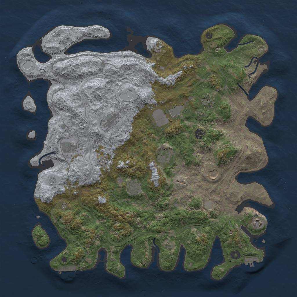 Rust Map: Procedural Map, Size: 4500, Seed: 7390626, 19 Monuments