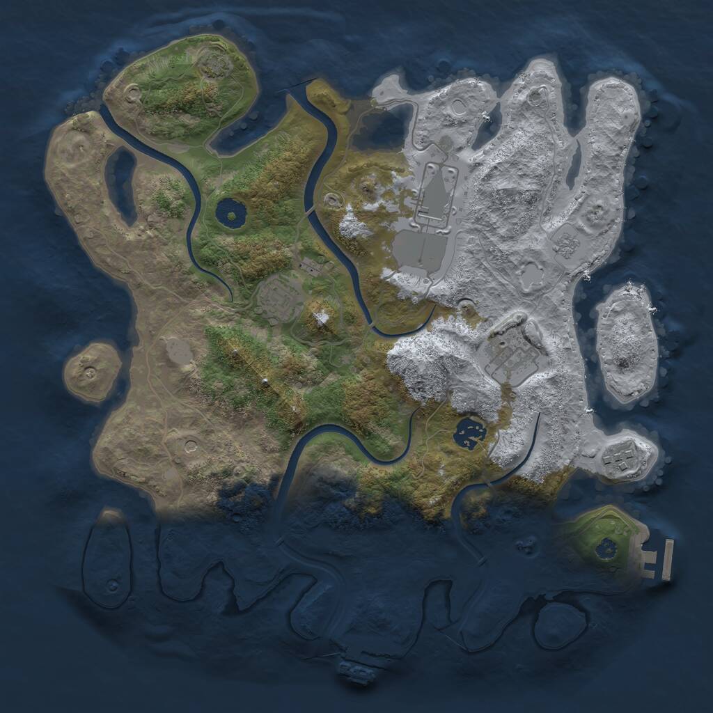 Rust Map: Procedural Map, Size: 3500, Seed: 192838671, 11 Monuments