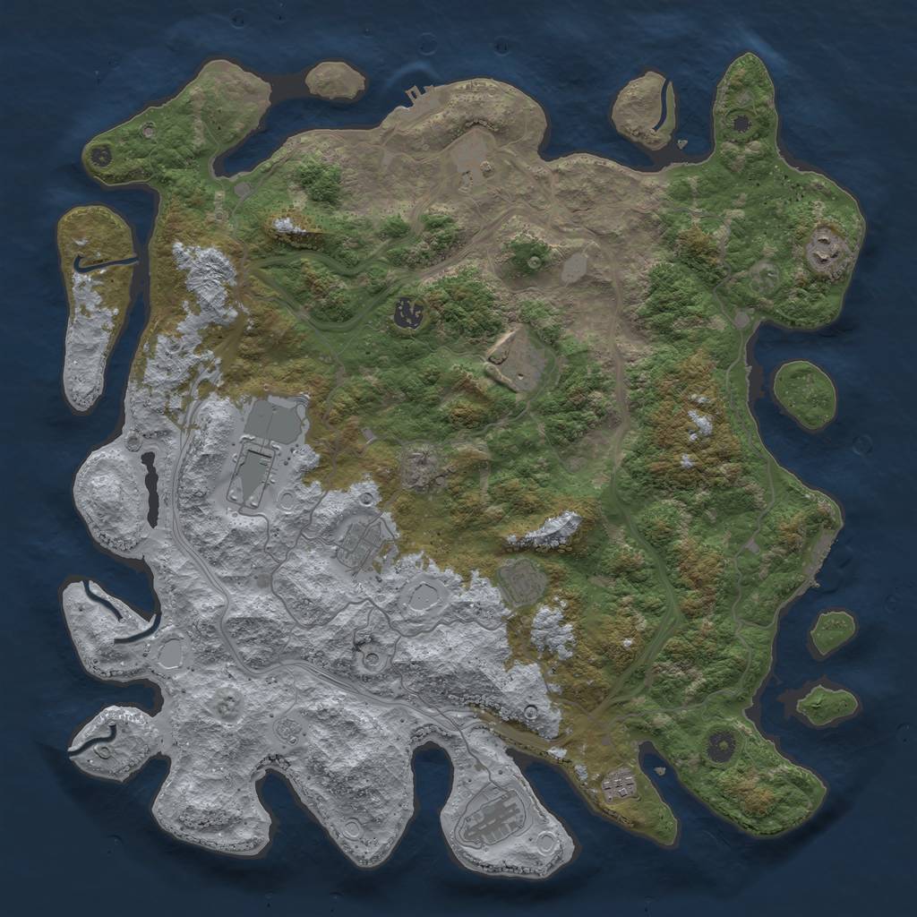 Rust Map: Procedural Map, Size: 4500, Seed: 1660478987, 18 Monuments