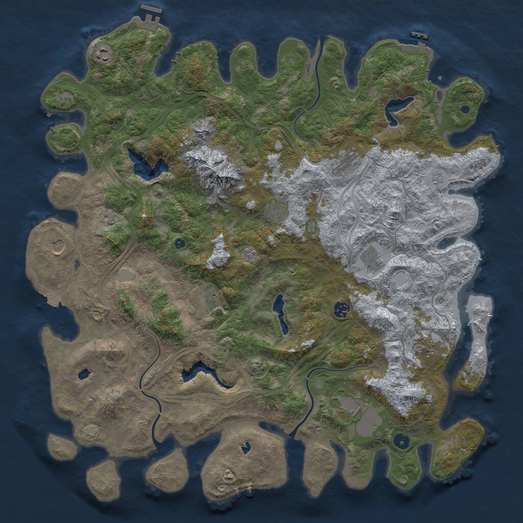 Rust Map: Procedural Map, Size: 5000, Seed: 620, 16 Monuments