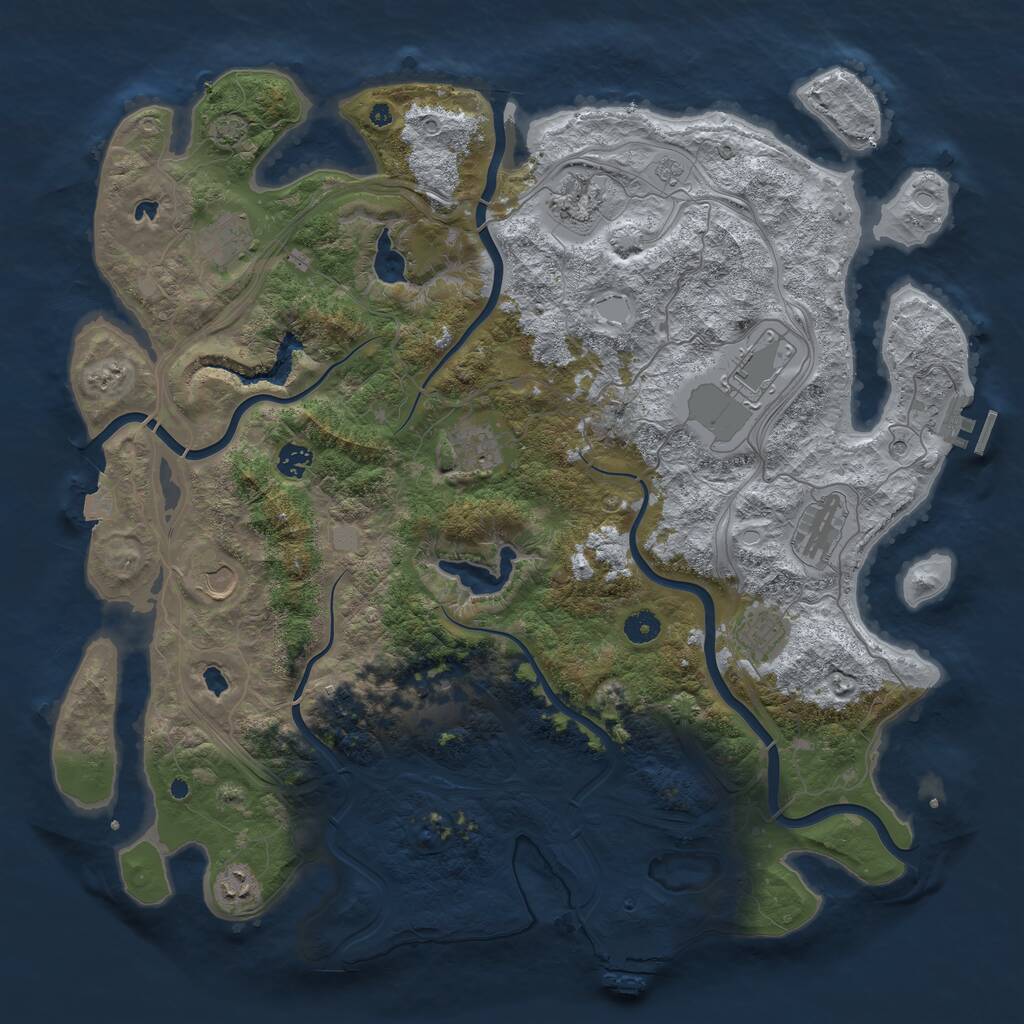 Rust Map: Procedural Map, Size: 4500, Seed: 1796476733, 17 Monuments
