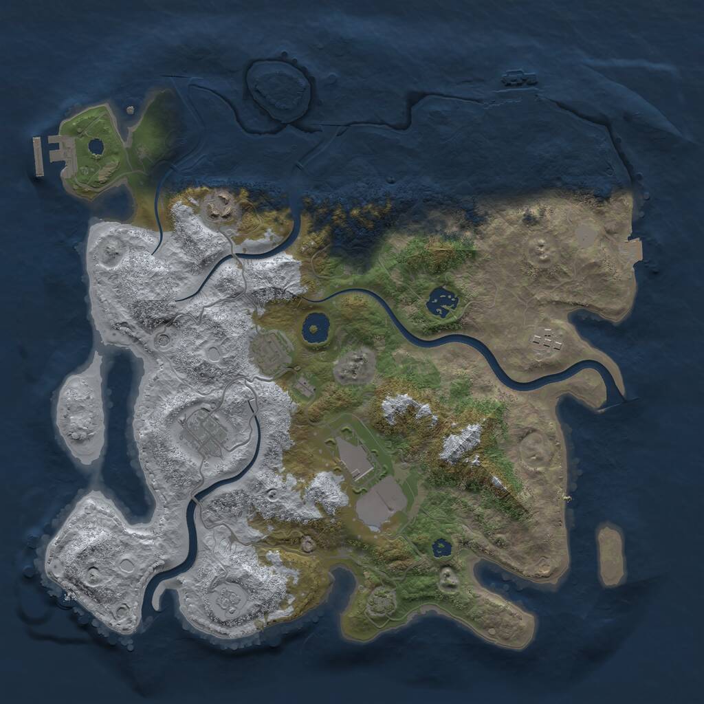 Rust Map: Procedural Map, Size: 3600, Seed: 2061280994, 12 Monuments