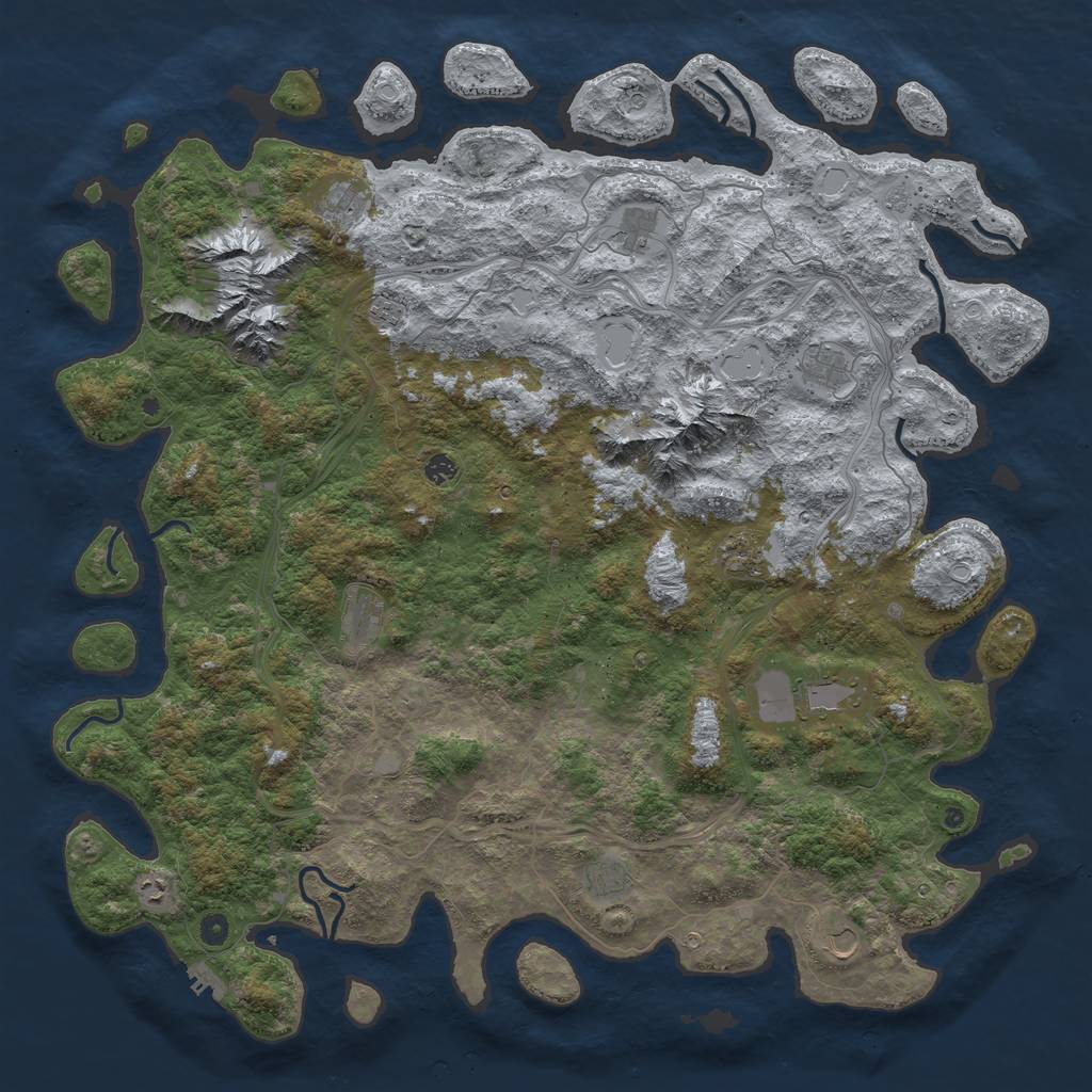 Rust Map: Procedural Map, Size: 5500, Seed: 57670696, 19 Monuments
