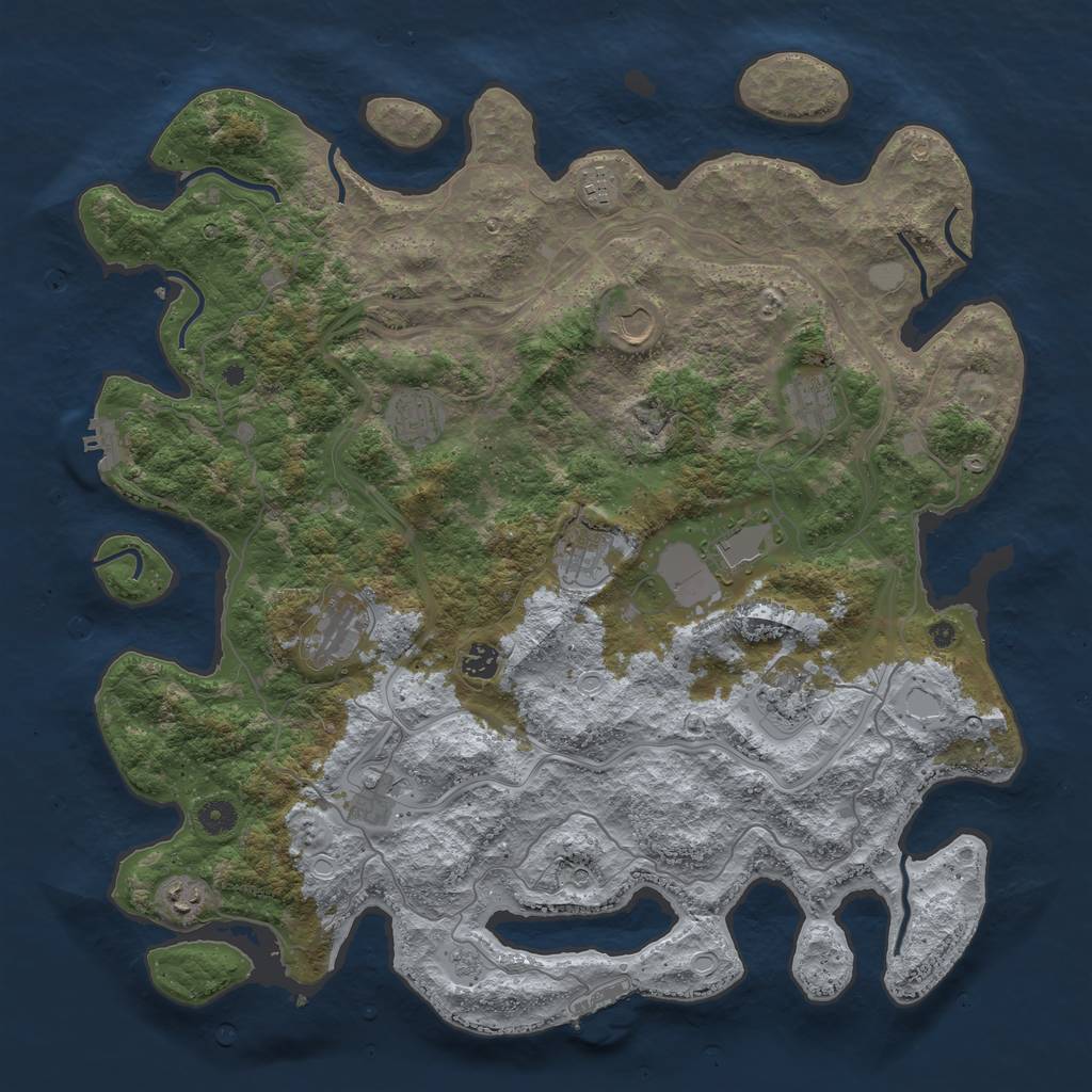 Rust Map: Procedural Map, Size: 4500, Seed: 688857, 20 Monuments