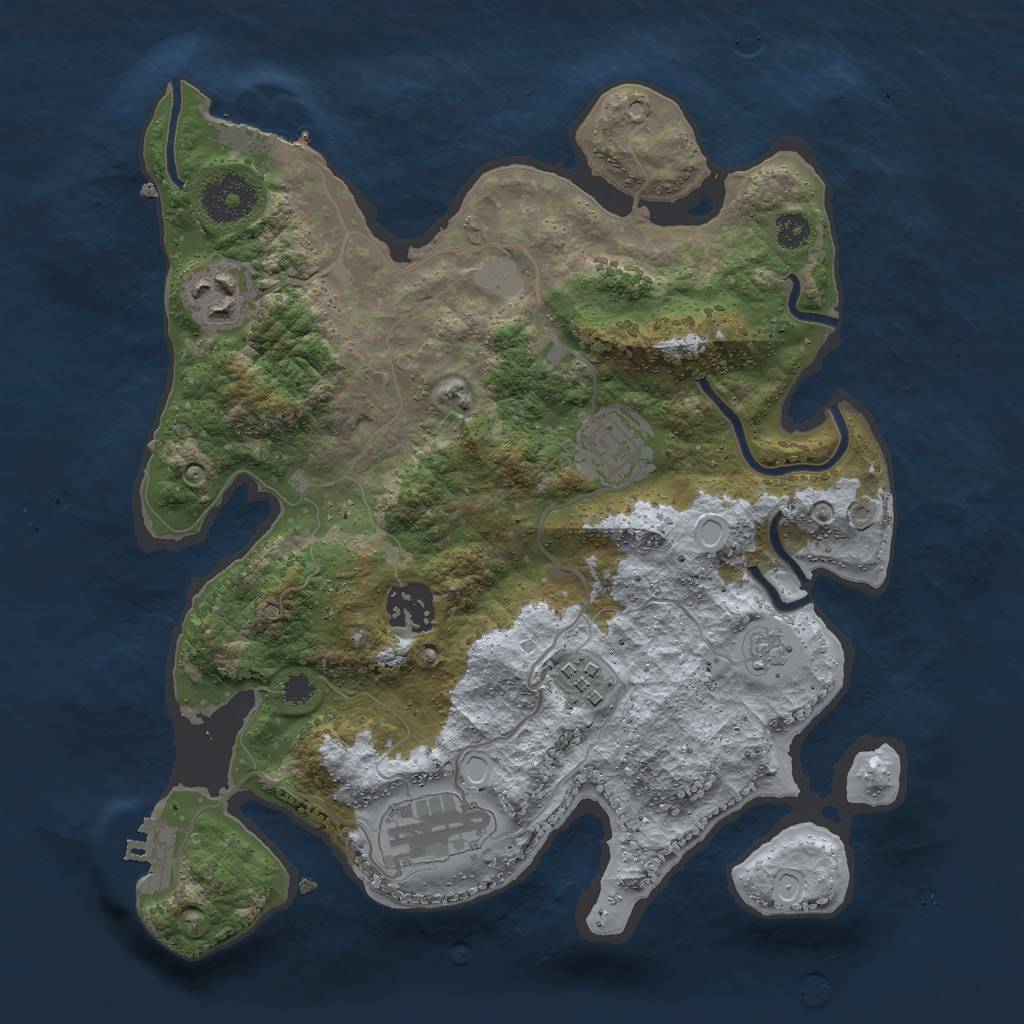 Rust Map: Procedural Map, Size: 3000, Seed: 13867, 13 Monuments