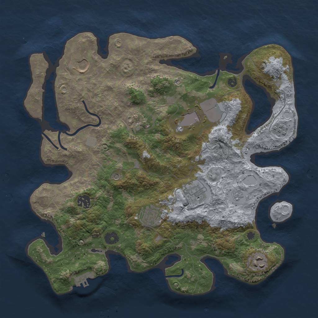 Rust Map: Procedural Map, Size: 3500, Seed: 2222, 16 Monuments