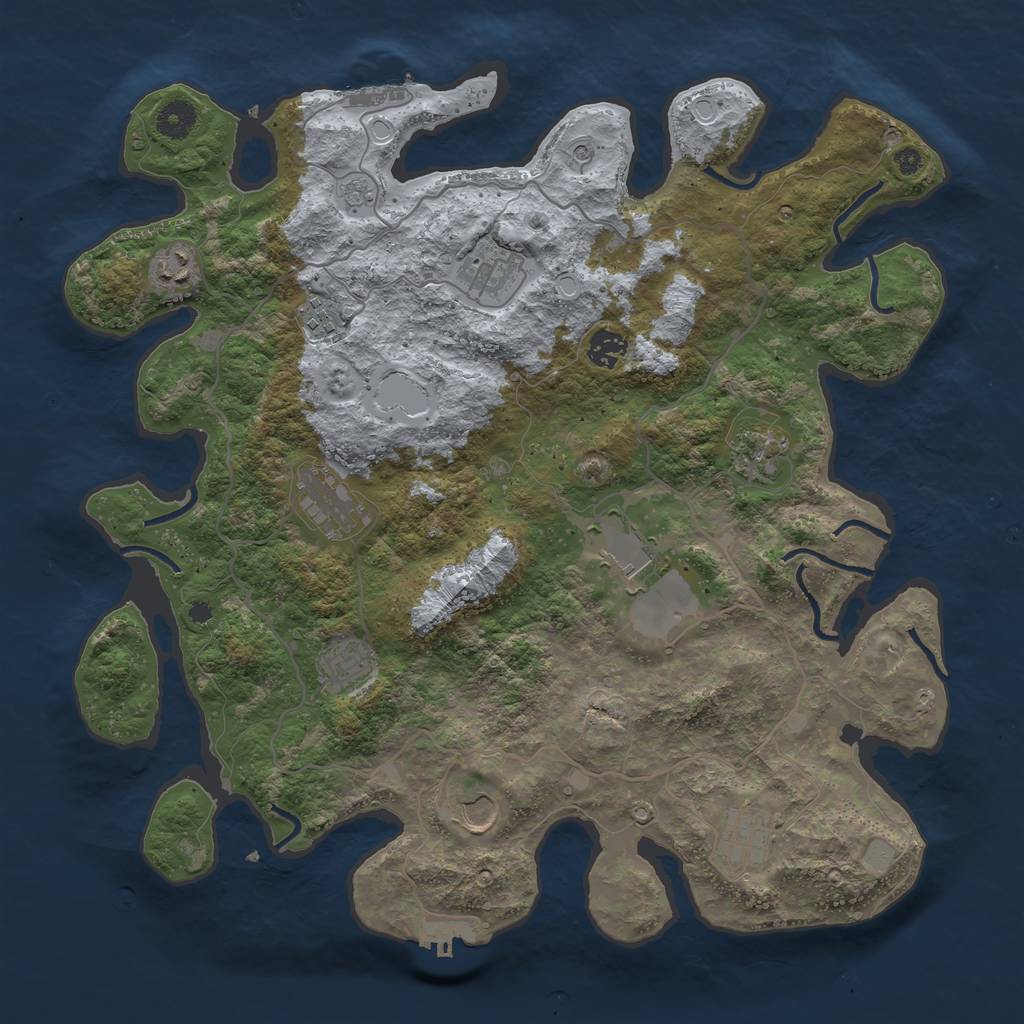 Rust Map: Procedural Map, Size: 4000, Seed: 127116667, 19 Monuments