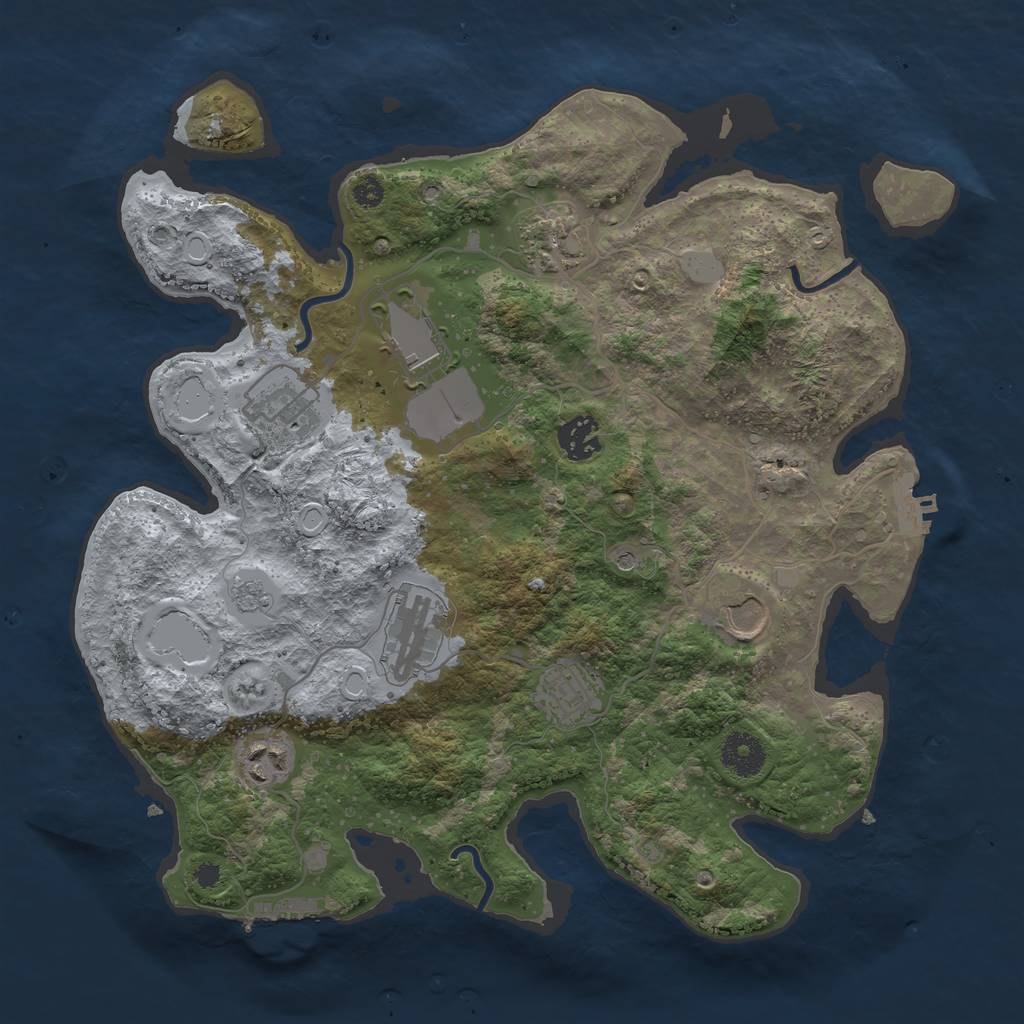 Rust Map: Procedural Map, Size: 3500, Seed: 544265723, 17 Monuments