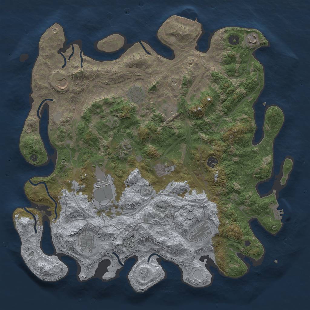 Rust Map: Procedural Map, Size: 4300, Seed: 49055049, 20 Monuments