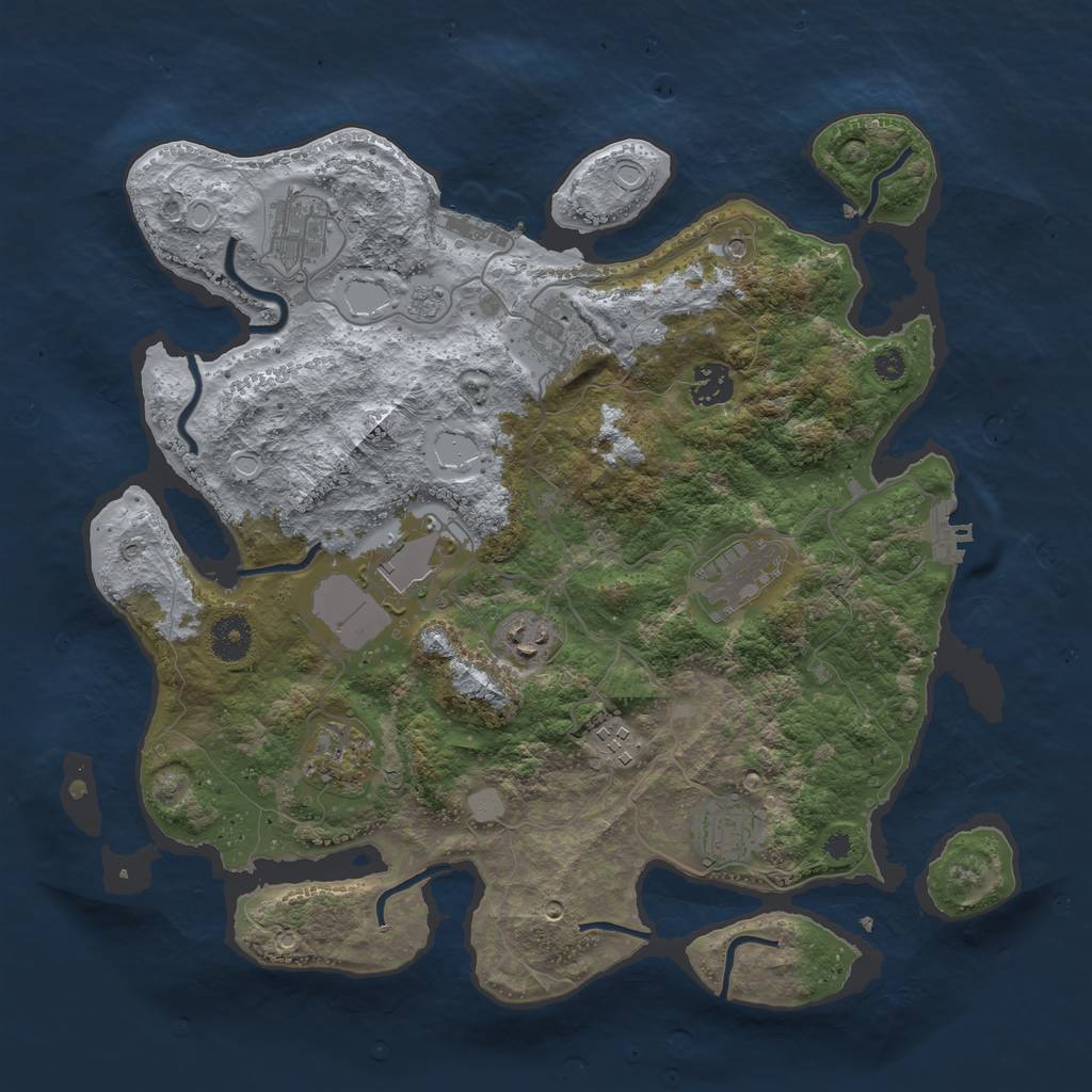 Rust Map: Procedural Map, Size: 3700, Seed: 31144467, 18 Monuments