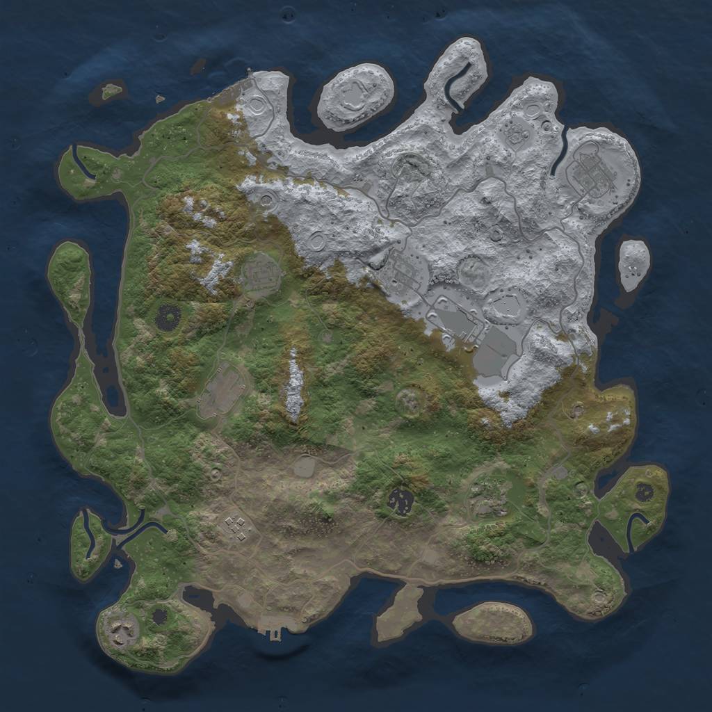 Rust Map: Procedural Map, Size: 4000, Seed: 3254, 18 Monuments
