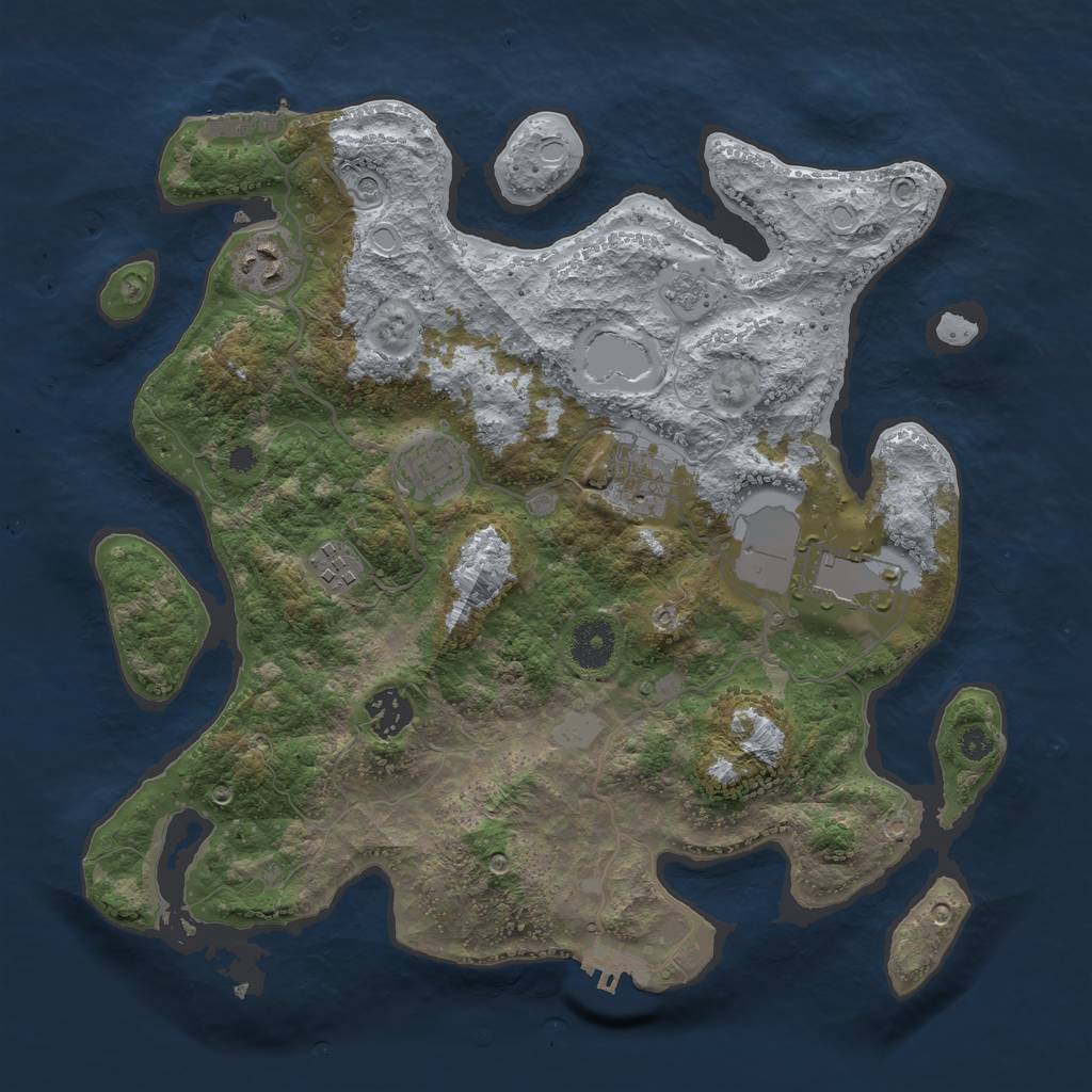 Rust Map: Procedural Map, Size: 3500, Seed: 192838666, 15 Monuments