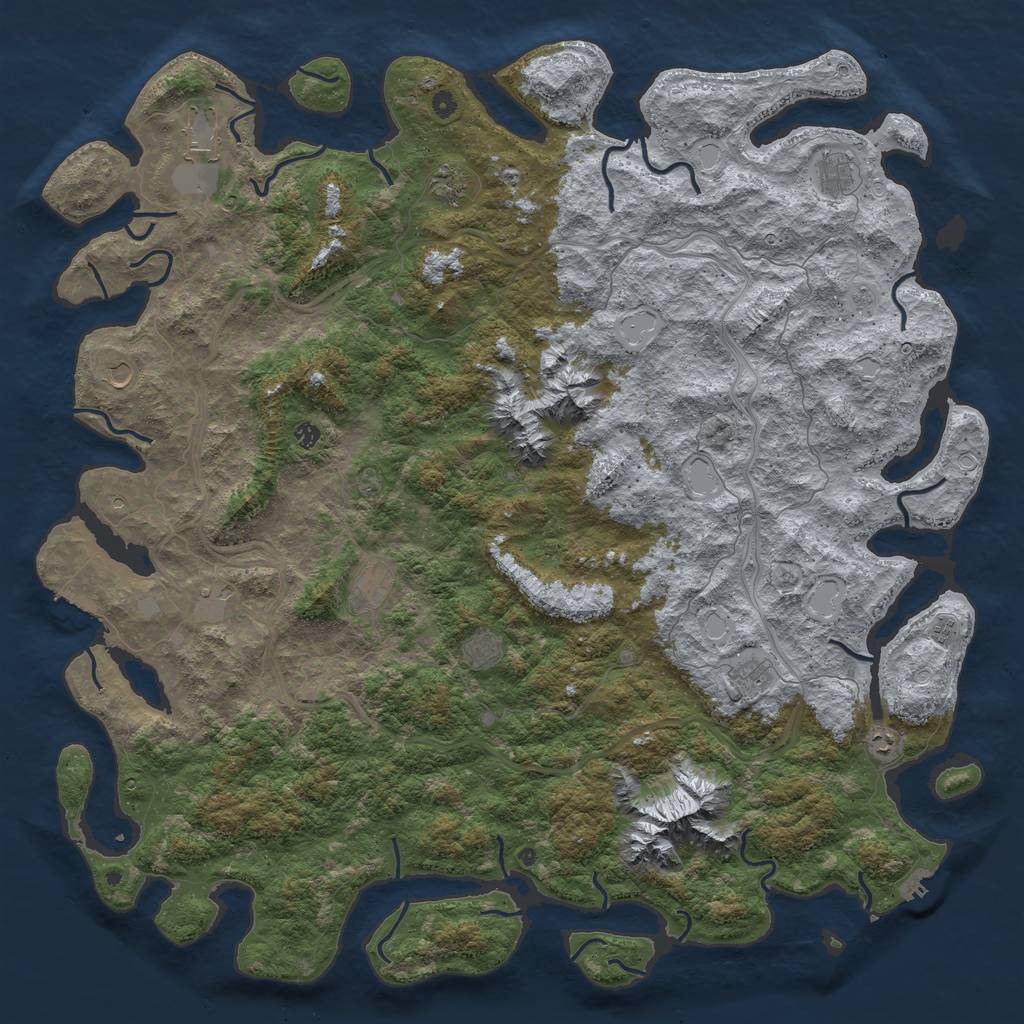 Rust Map: Procedural Map, Size: 6000, Seed: 6664, 20 Monuments