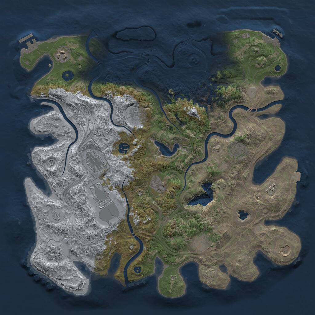 Rust Map: Procedural Map, Size: 4250, Seed: 552919590, 17 Monuments