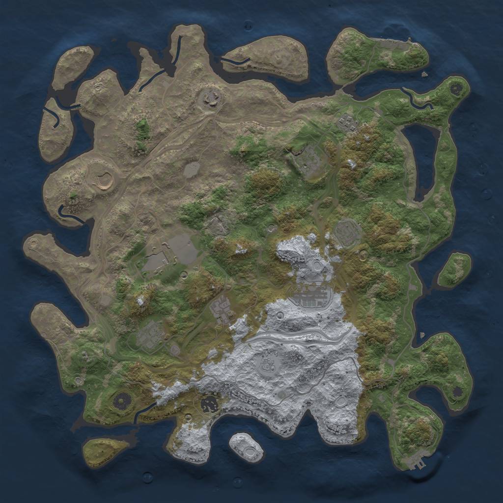 Rust Map: Procedural Map, Size: 4300, Seed: 739491338, 19 Monuments