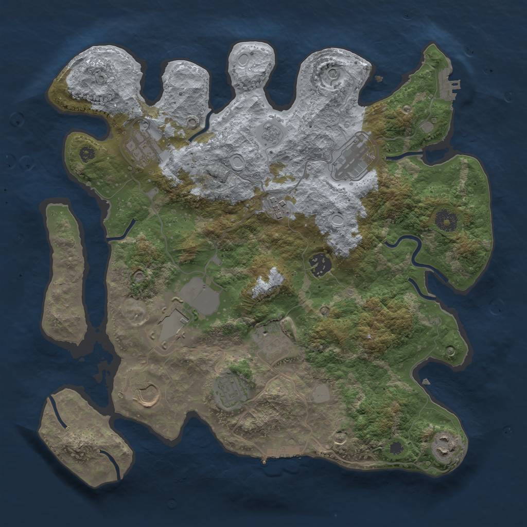 Rust Map: Procedural Map, Size: 3500, Seed: 2898, 18 Monuments