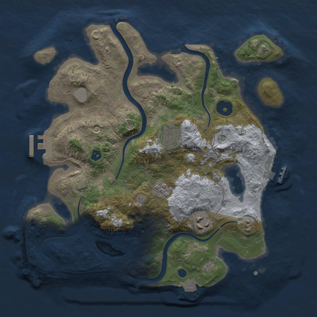 Rust Map: Procedural Map, Size: 3000, Seed: 11775, 8 Monuments