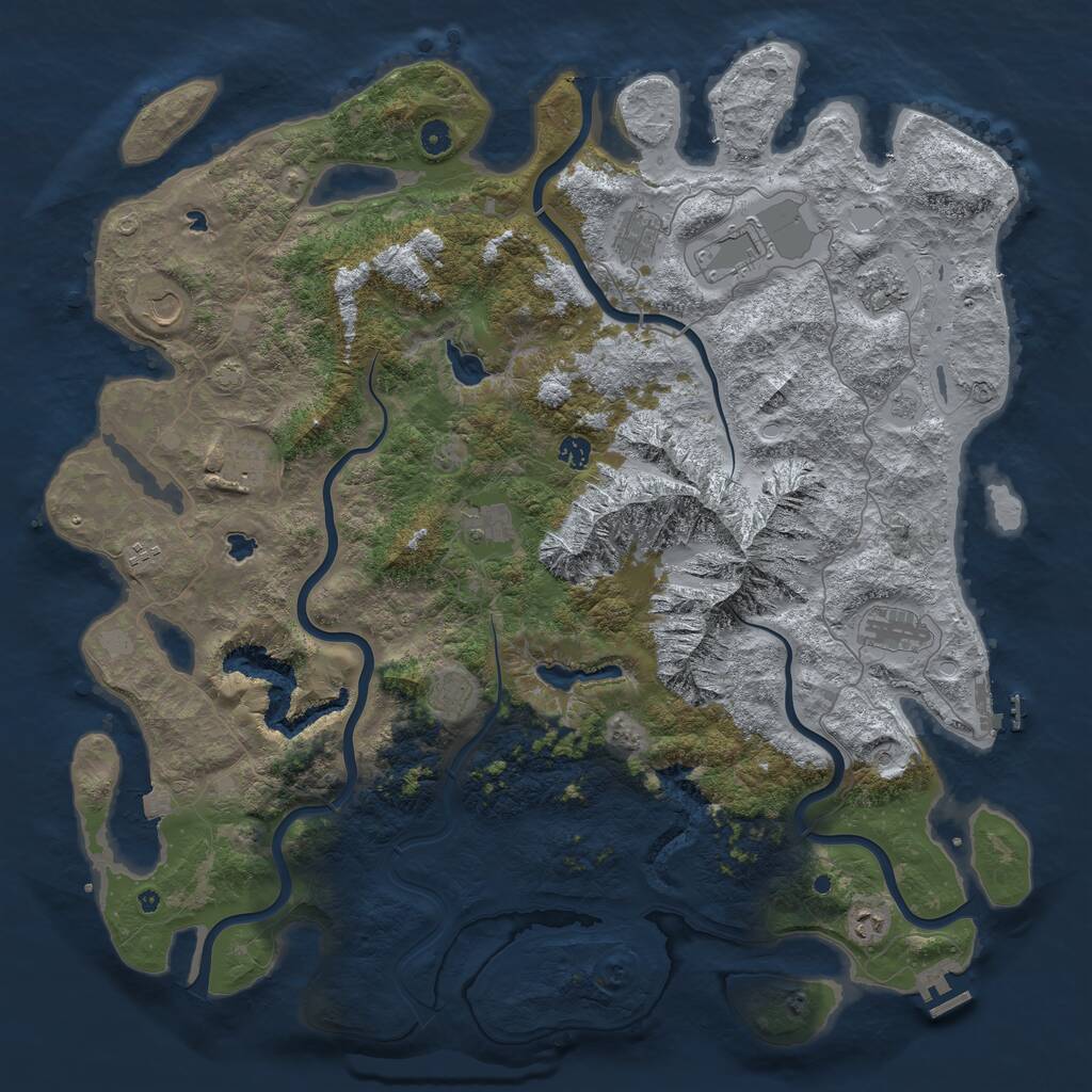 Rust Map: Procedural Map, Size: 5000, Seed: 6664, 17 Monuments