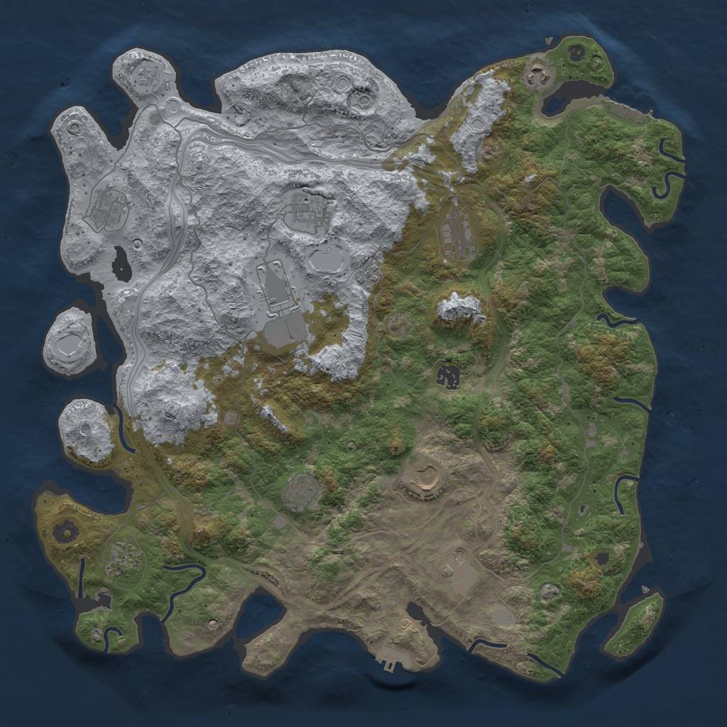 Rust Map: Procedural Map, Size: 4500, Seed: 1514753596, 20 Monuments
