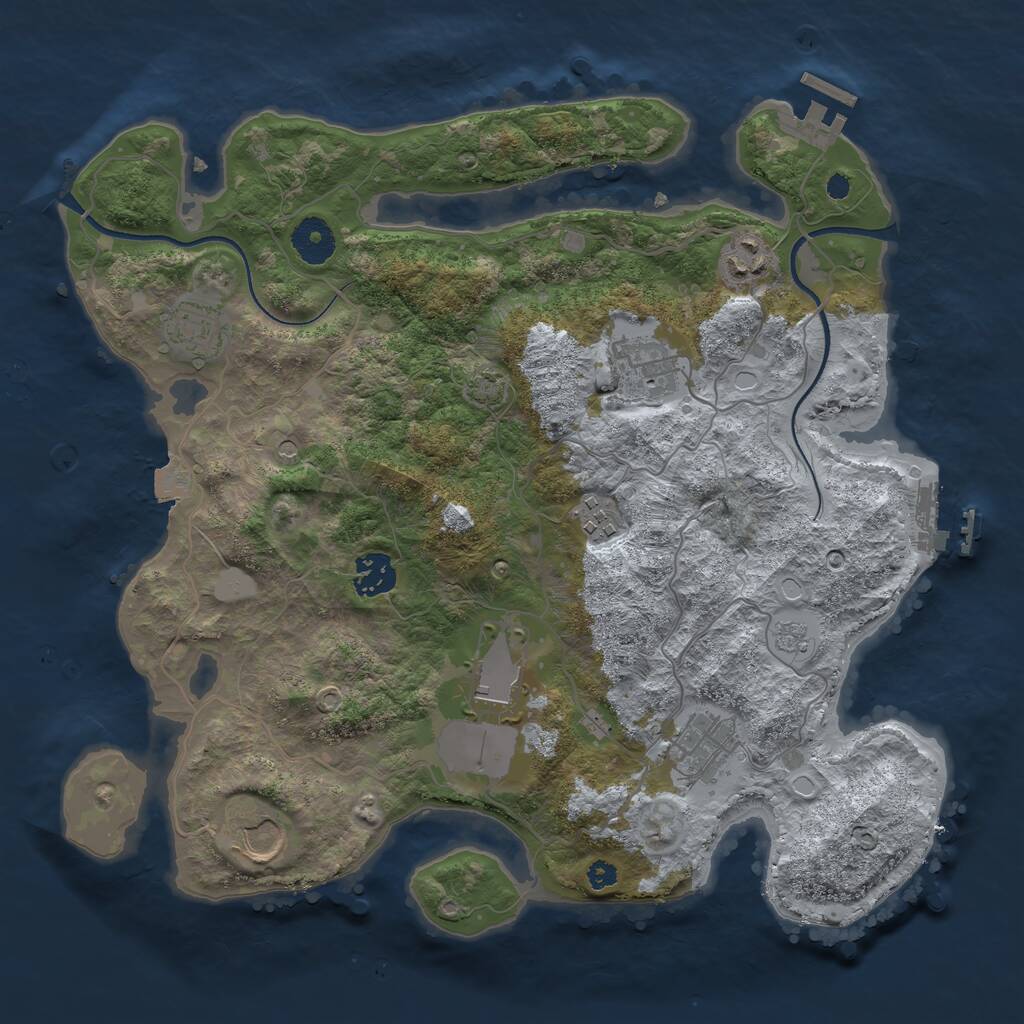 Rust Map: Procedural Map, Size: 3500, Seed: 58873645, 14 Monuments