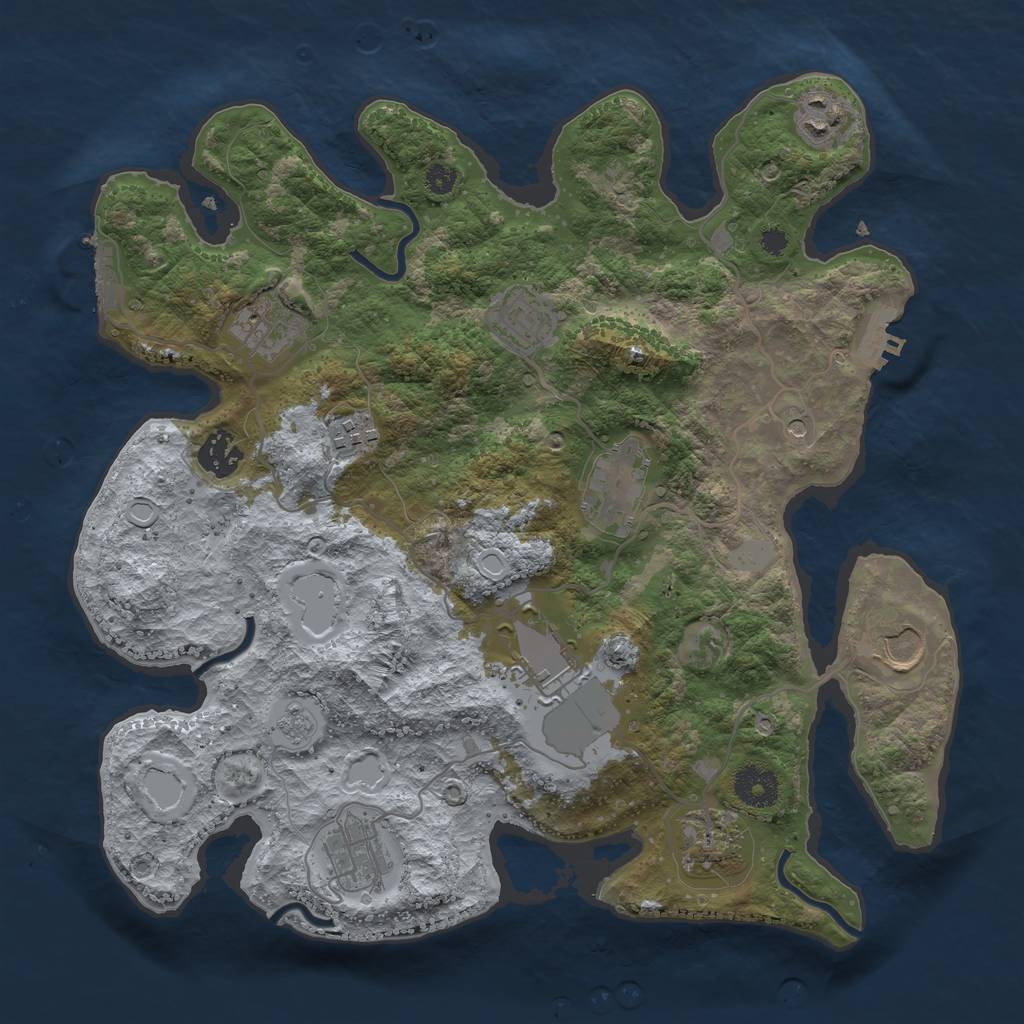 Rust Map: Procedural Map, Size: 3500, Seed: 896406296, 19 Monuments