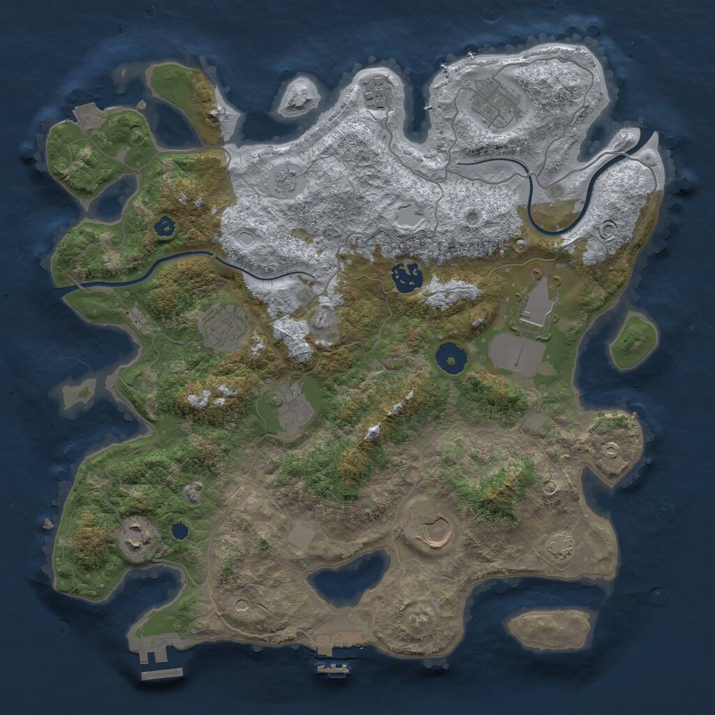 Rust Map: Procedural Map, Size: 3500, Seed: 41654, 14 Monuments