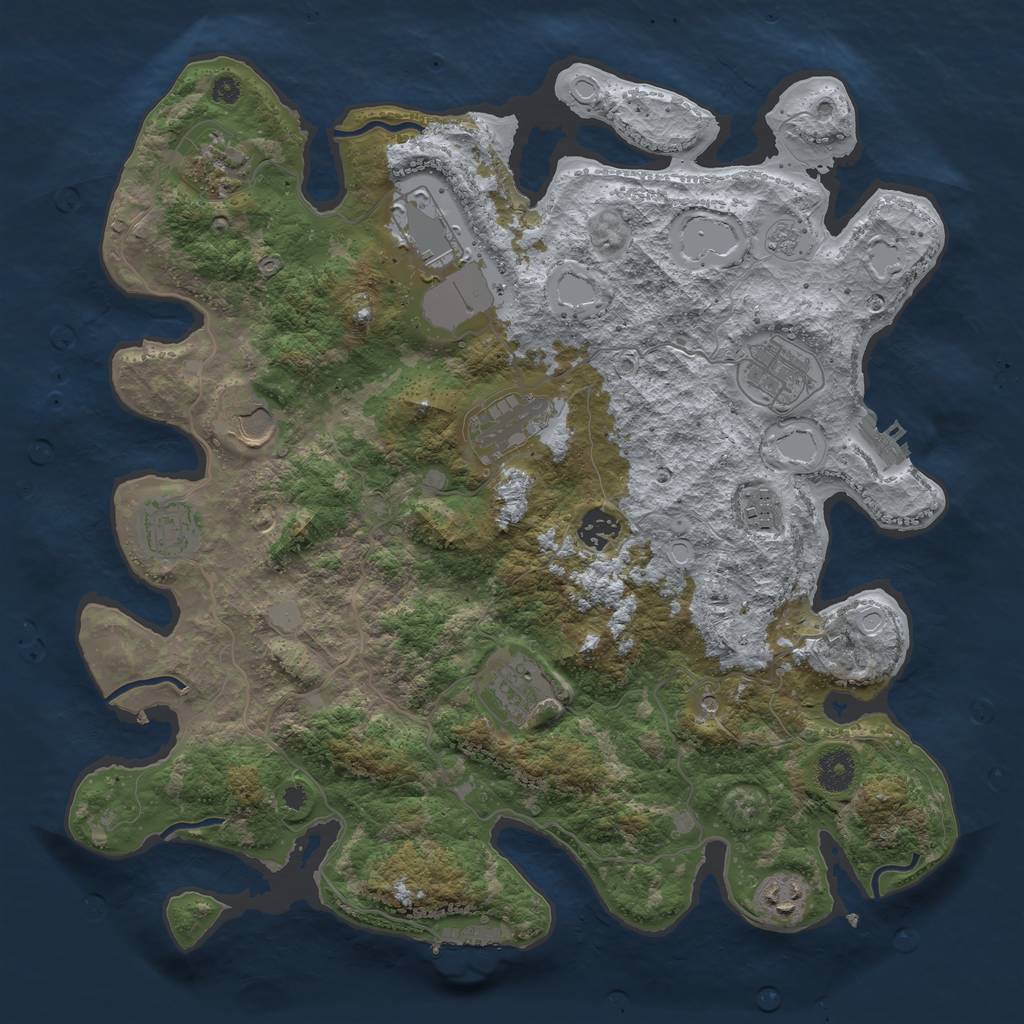 Rust Map: Procedural Map, Size: 3850, Seed: 666825, 19 Monuments