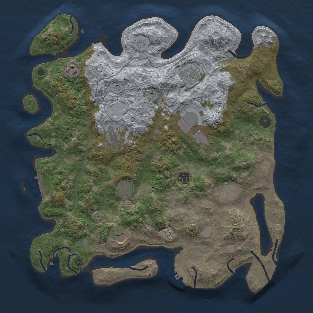 Rust Map: Procedural Map, Size: 4000, Seed: 594170, 18 Monuments