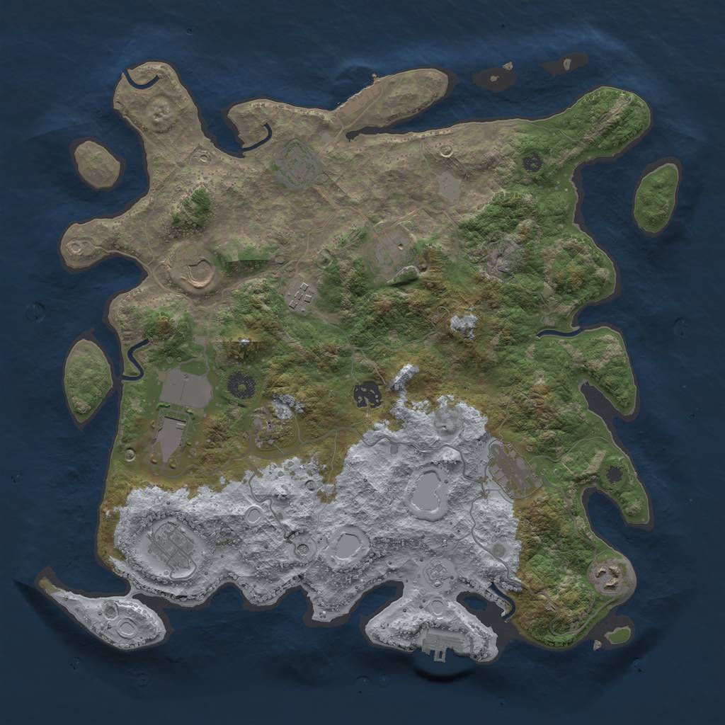 Rust Map: Procedural Map, Size: 3851, Seed: 8745812, 19 Monuments
