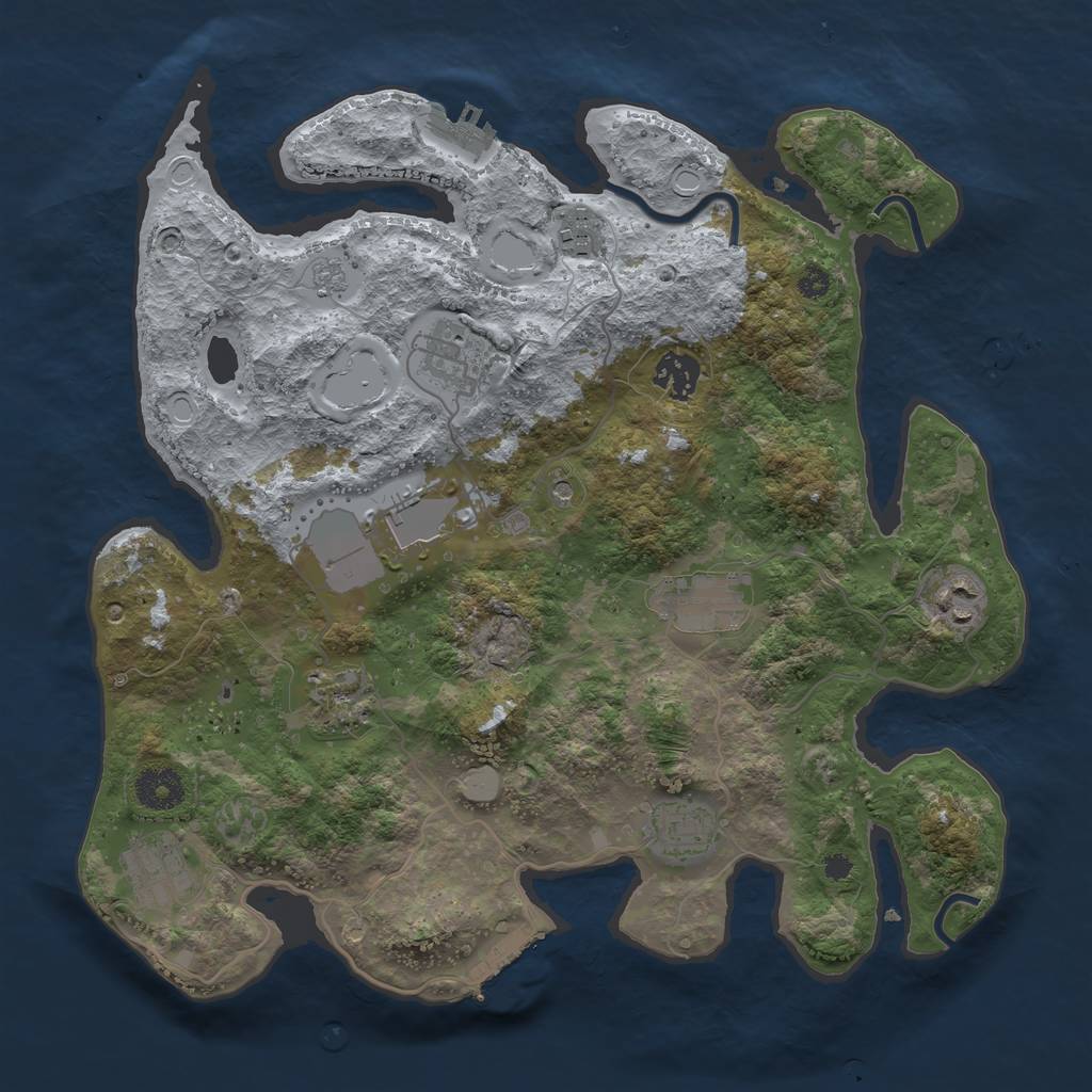 Rust Map: Procedural Map, Size: 3500, Seed: 1740556339, 18 Monuments