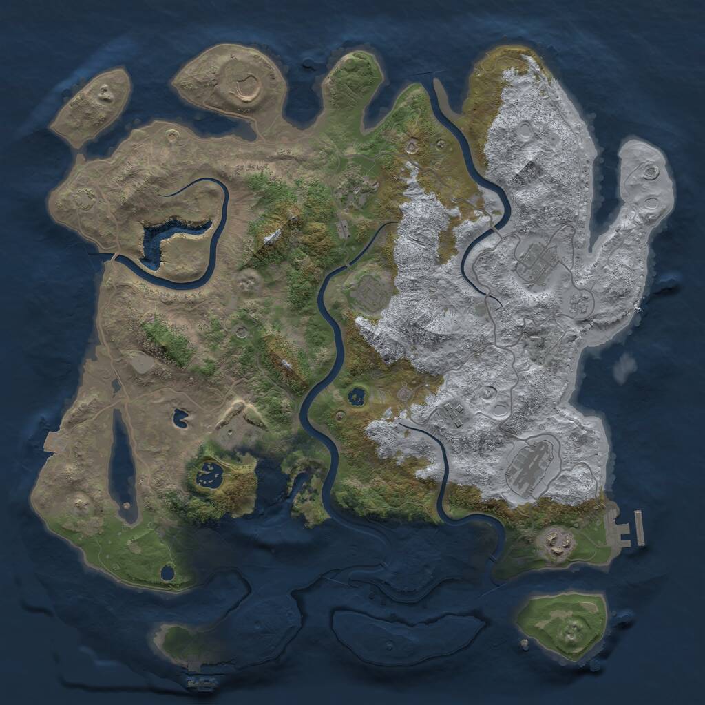 Rust Map: Procedural Map, Size: 4000, Seed: 1236090246, 15 Monuments