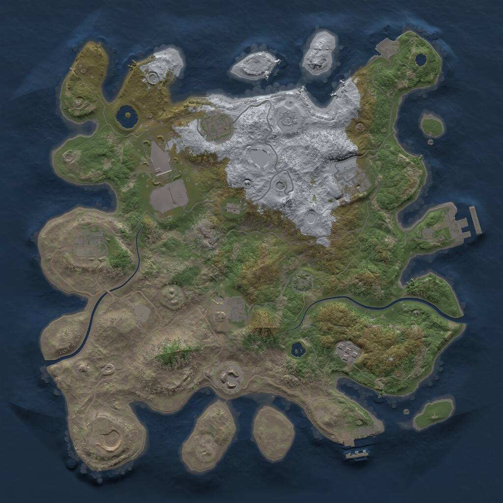 Rust Map: Procedural Map, Size: 3500, Seed: 83213611, 14 Monuments