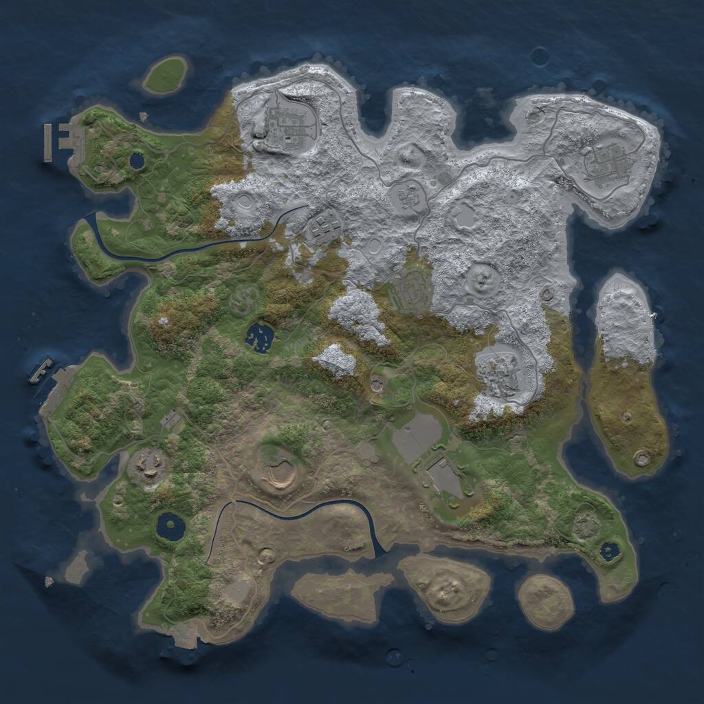 Rust Map: Procedural Map, Size: 3700, Seed: 48427, 15 Monuments