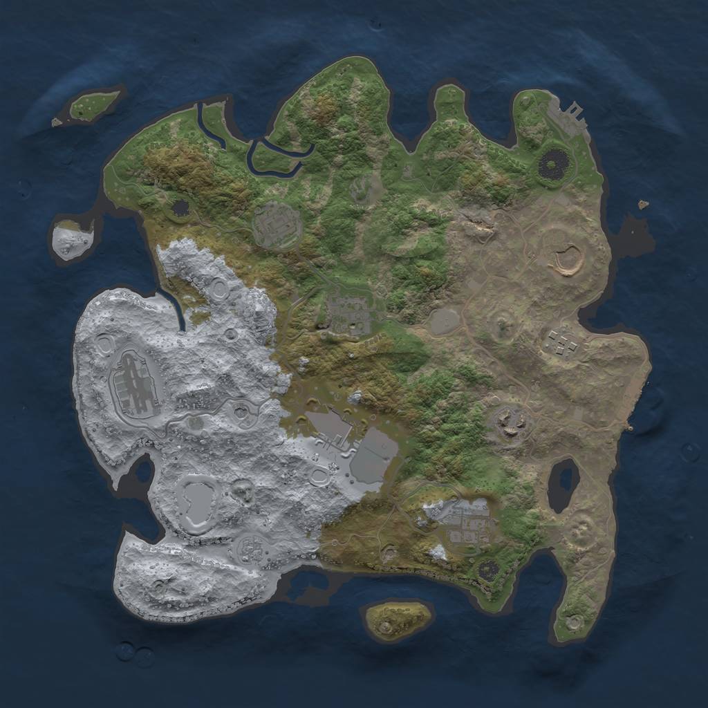 Rust Map: Procedural Map, Size: 3500, Seed: 1377825616, 17 Monuments