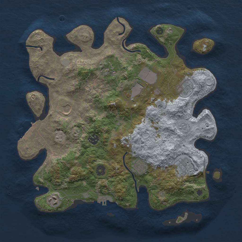 Rust Map: Procedural Map, Size: 3500, Seed: 2115839746, 18 Monuments