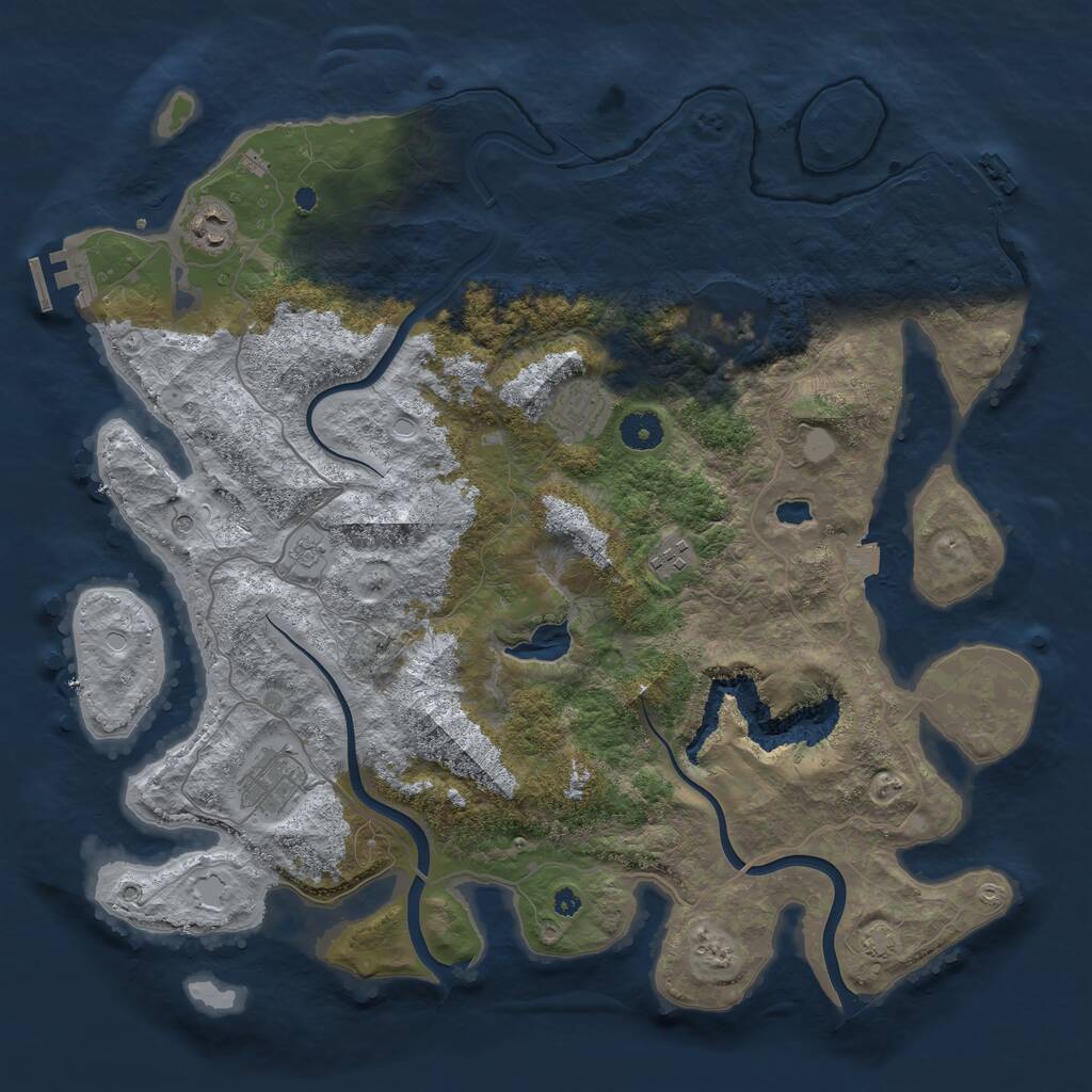 Rust Map: Procedural Map, Size: 4000, Seed: 710744584, 11 Monuments
