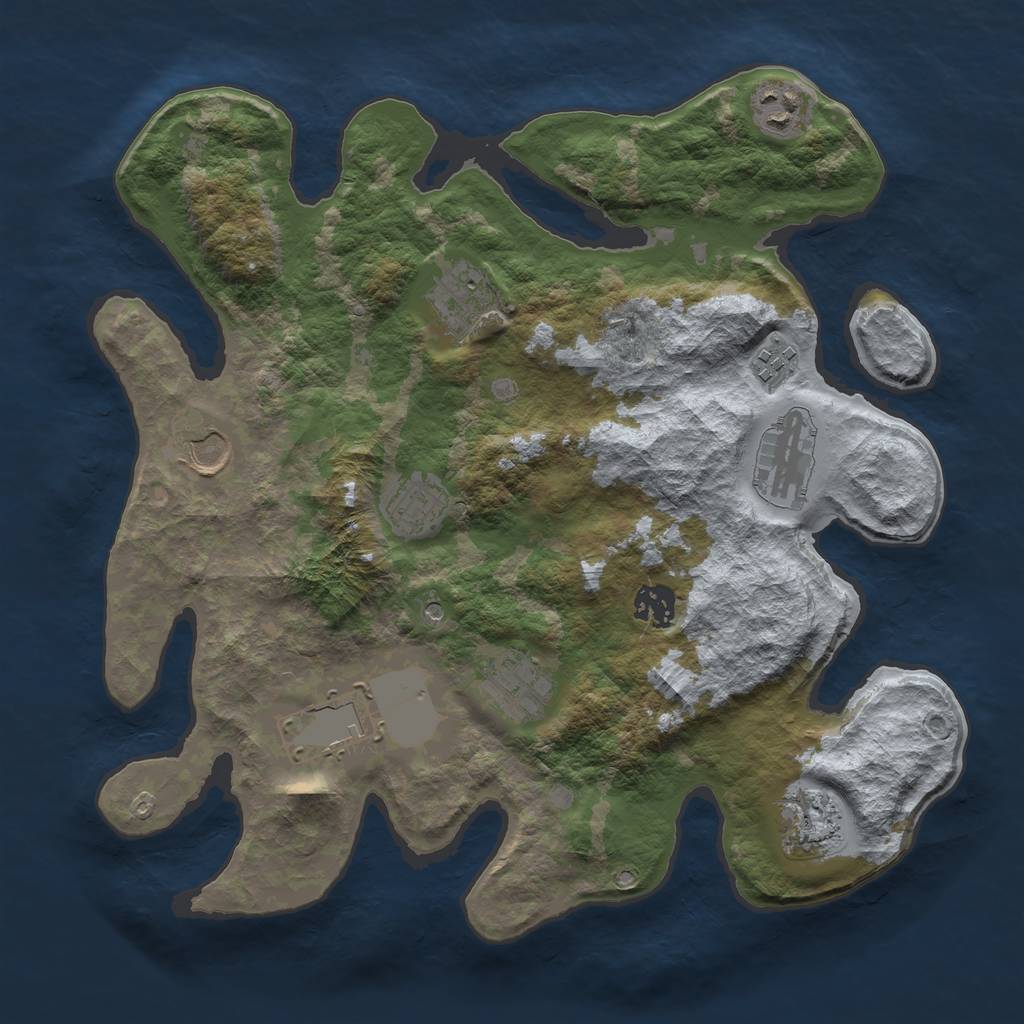 Rust Map: Barren, Size: 3500, Seed: 1506122431, 13 Monuments